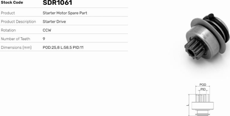 LE Part SDR1061 - Pignon, démarreur cwaw.fr