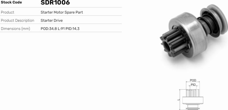 LE Part SDR1006 - Pignon, démarreur cwaw.fr