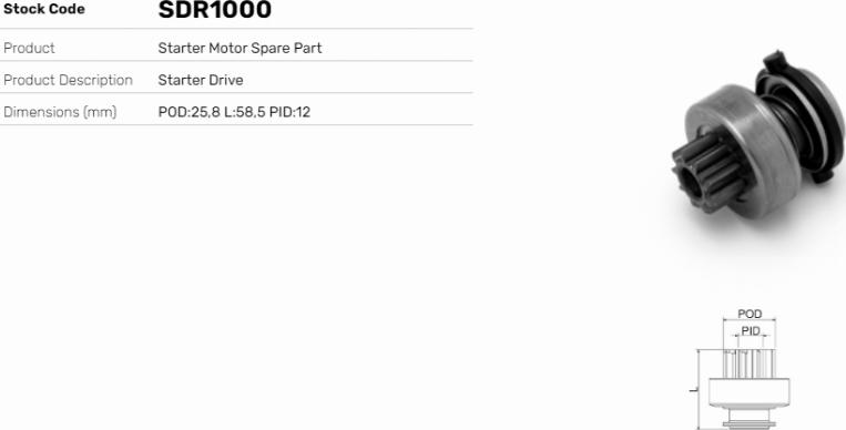 LE Part SDR1000 - Pignon, démarreur cwaw.fr