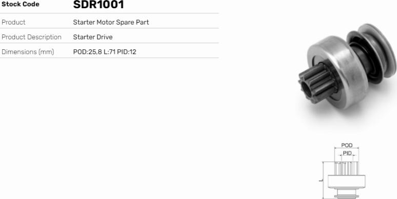 LE Part SDR1001 - Pignon, démarreur cwaw.fr