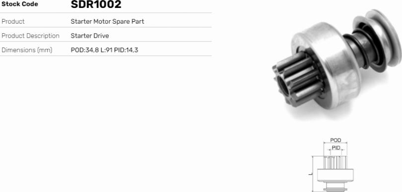 LE Part SDR1002 - Pignon, démarreur cwaw.fr