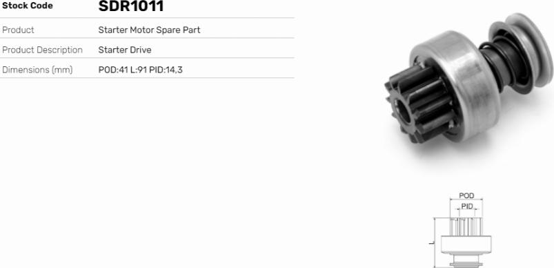 LE Part SDR1011 - Pignon, démarreur cwaw.fr