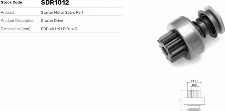 LE Part SDR1012 - Pignon, démarreur cwaw.fr