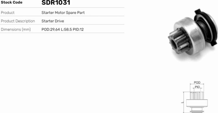 LE Part SDR1031 - Pignon, démarreur cwaw.fr