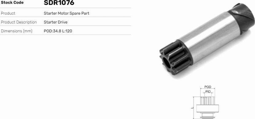 LE Part SDR1076 - Pignon, démarreur cwaw.fr