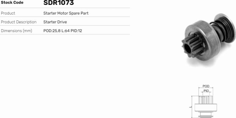 LE Part SDR1073 - Pignon, démarreur cwaw.fr