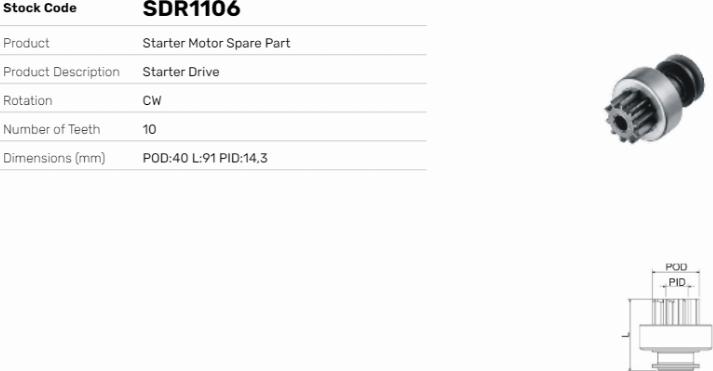 LE Part SDR1106 - Pignon, démarreur cwaw.fr