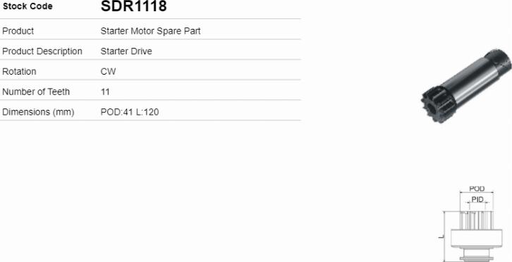 LE Part SDR1118 - Pignon, démarreur cwaw.fr