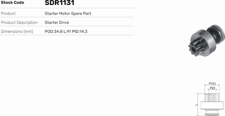 LE Part SDR1131 - Pignon, démarreur cwaw.fr