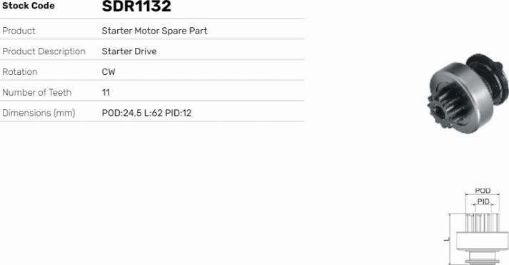 LE Part SDR1132 - Pignon, démarreur cwaw.fr