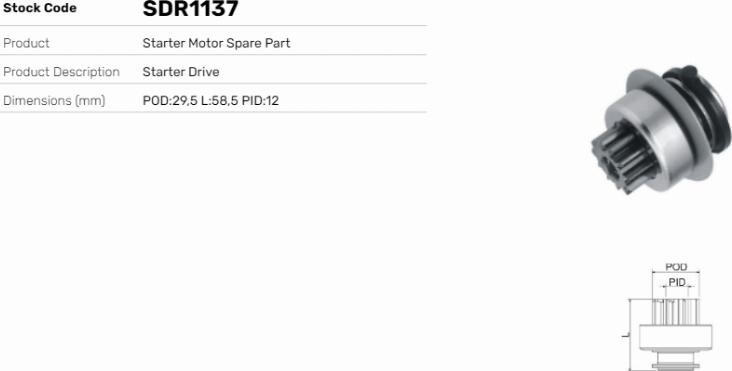 LE Part SDR1137 - Pignon, démarreur cwaw.fr