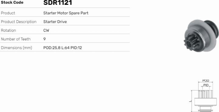 LE Part SDR1121 - Pignon, démarreur cwaw.fr