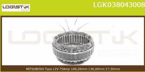 LGK LGK038043008 - Stator, alternateur cwaw.fr