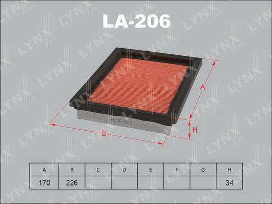 LYNXauto LA-206 - Filtre à air cwaw.fr