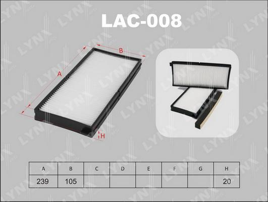 LYNXauto LAC-008 - Filtre, air de l'habitacle cwaw.fr