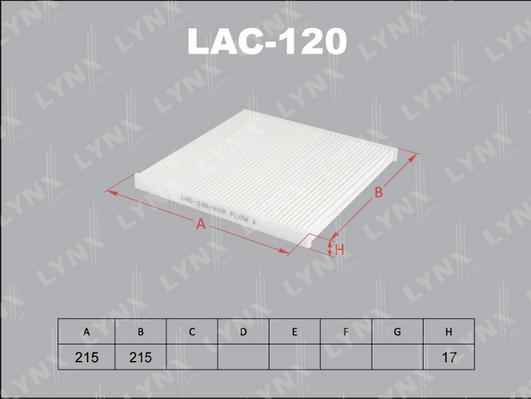 LYNXauto LAC-120 - Filtre, air de l'habitacle cwaw.fr