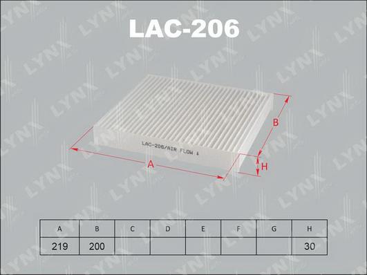 LYNXauto LAC-206 - Filtre, air de l'habitacle cwaw.fr