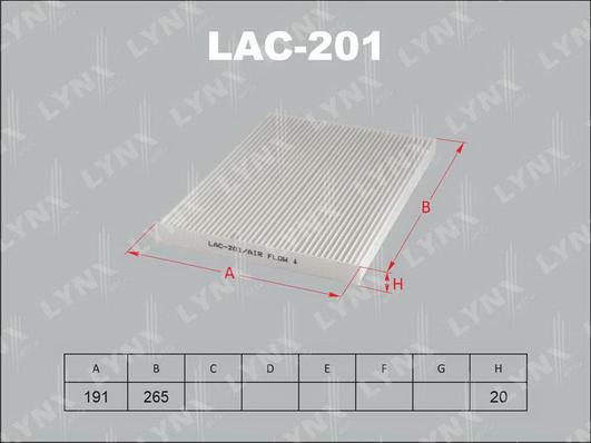 LYNXauto LAC-201 - Filtre, air de l'habitacle cwaw.fr