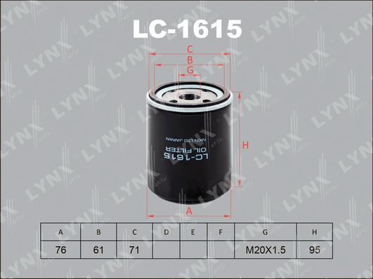 LYNXauto LC-1615 - Filtre à huile cwaw.fr