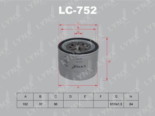 LYNXauto LC-752 - Filtre à huile cwaw.fr