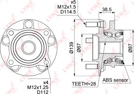 LYNXauto WH-1025 - Kit de roulements de roue cwaw.fr