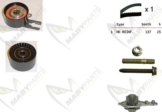 Mabyparts OBKWP0058 - Pompe à eau + kit de courroie de distribution cwaw.fr