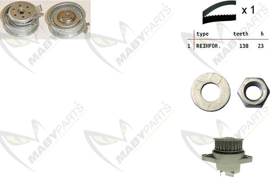 Mabyparts OBKWP0145 - Pompe à eau + kit de courroie de distribution cwaw.fr