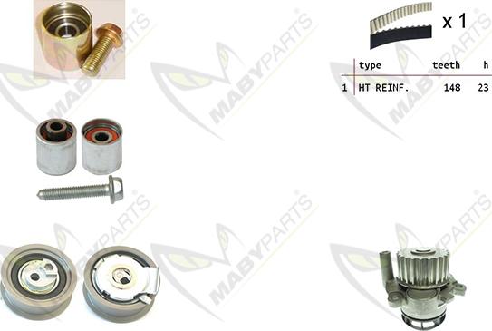 Mabyparts OBKWP0164 - Pompe à eau + kit de courroie de distribution cwaw.fr