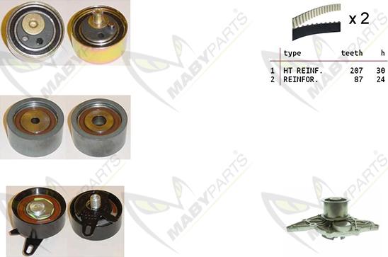 Mabyparts OBKWP0168 - Pompe à eau + kit de courroie de distribution cwaw.fr