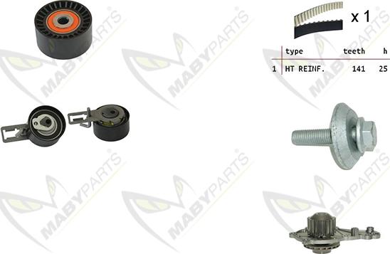 Mabyparts OBKWP0134 - Pompe à eau + kit de courroie de distribution cwaw.fr