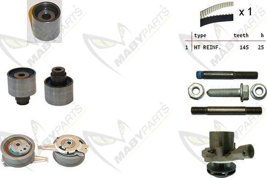 Mabyparts OBKWP0135 - Pompe à eau + kit de courroie de distribution cwaw.fr