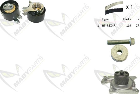 Mabyparts OBKWP0136 - Pompe à eau + kit de courroie de distribution cwaw.fr