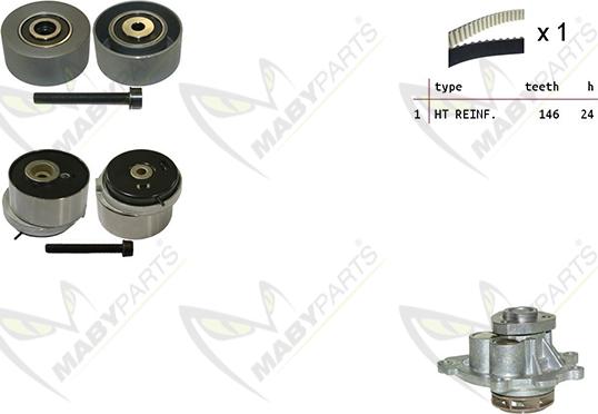 Mabyparts OBKWP0124 - Pompe à eau + kit de courroie de distribution cwaw.fr