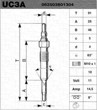 Magneti Marelli 062503801304 - Bougie de préchauffage cwaw.fr