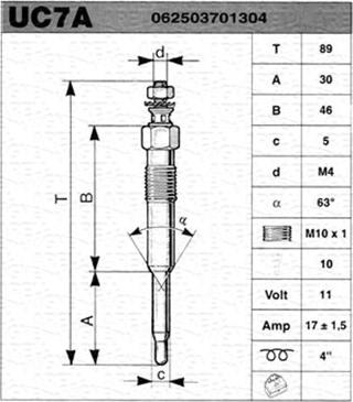 Magneti Marelli 062503701304 - Bougie de préchauffage cwaw.fr