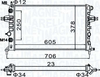 Magneti Marelli 350213158200 - Radiateur, refroidissement du moteur cwaw.fr