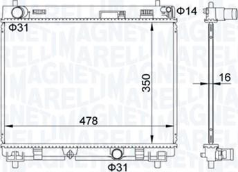 Magneti Marelli 350213208200 - Radiateur, refroidissement du moteur cwaw.fr