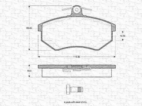 Magneti Marelli 363702160944 - Kit de plaquettes de frein, frein à disque cwaw.fr