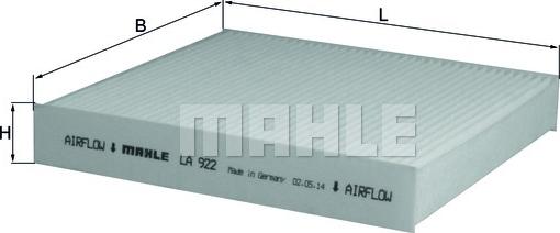 MAHLE LA 922 - Filtre, air de l'habitacle cwaw.fr