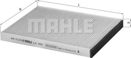 MAHLE LA 484 - Filtre, air de l'habitacle cwaw.fr