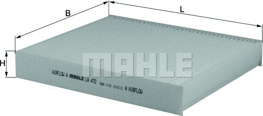 MAHLE LA 472 - Filtre, air de l'habitacle cwaw.fr