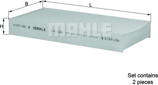 MAHLE LA 122/S - Filtre, air de l'habitacle cwaw.fr