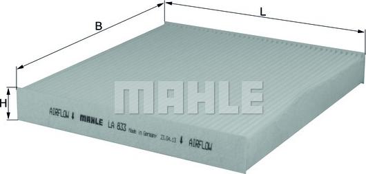 MAHLE LA 833 - Filtre, air de l'habitacle cwaw.fr