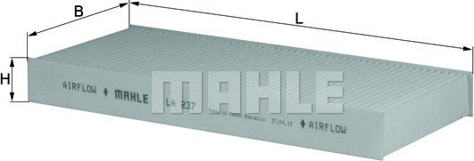 MAHLE LA 237 - Filtre, air de l'habitacle cwaw.fr