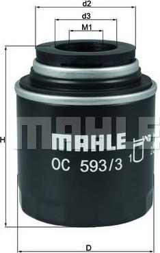 MAHLE OC 593/3 - Filtre à huile cwaw.fr