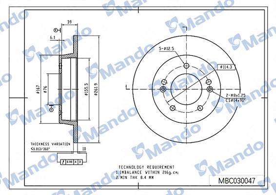 Mando MBC030047 - Disque de frein cwaw.fr