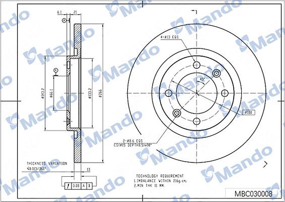 Mando MBC030008 - Disque de frein cwaw.fr