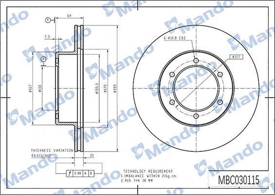 Mando MBC030115 - Disque de frein cwaw.fr