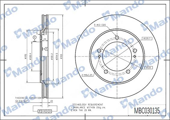 Mando MBC030135 - Disque de frein cwaw.fr