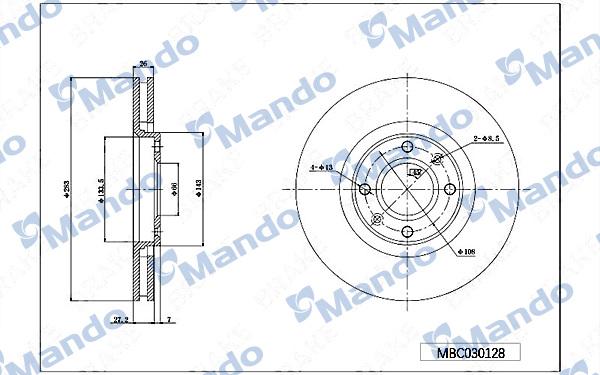 Mando MBC030128 - Disque de frein cwaw.fr